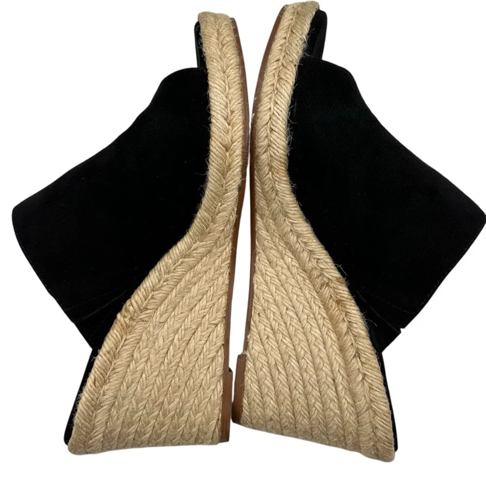 Stuart Weitzman Marabella Black Suede Espadrille Wedge Mules Sandals Size 9.5 - Picture 3 of 10